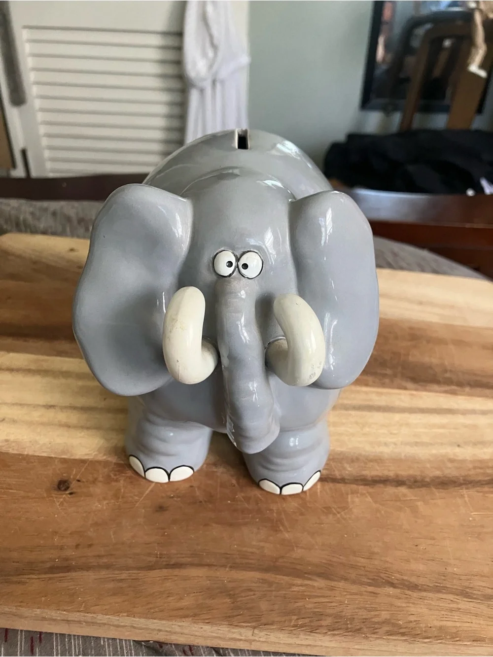 Vintage Ceramic Cartoon Elephant Coin Bank